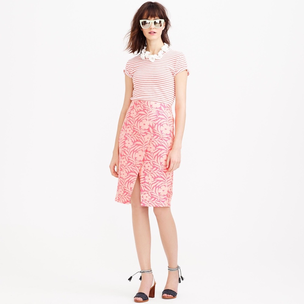 J. Crew Crossover Pencil Skirt Plumeria Jacquard